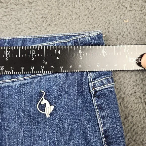 Baby Phat Jeans Junior 11 Bootcut High Rise Stretch Logo Cat Y2K Center Sea - Picture 4 of 11